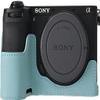 A6700 Case, Genuine Leather Camera Case Bottom Opening Body Half Base Cover for Sony Alpha A6700 with Shoulder Strap (Blue) view 1