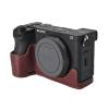 A6700 Case, Genuine Litchi Leather Camera Case Bottom Opening Body Half Base Cover for Sony Alpha A6700 with Neck Strap (Coffee) view 3