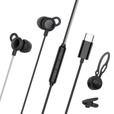 MEE audio SleepTones USB-C Wired Sleep Earbuds for Side Sleepers with Lightweight Low-Profile Silicone Earpieces, Noise Reduction Sleeping Headphones with Built-in Mic & Volume Controls (USB Type C)