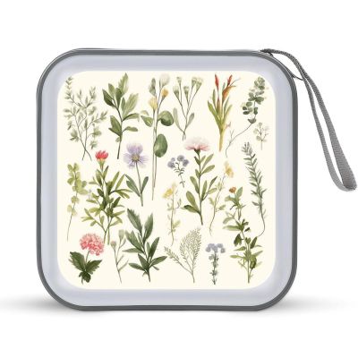 CD Case 40 Capacity CD DVD Case Wallet Holder Herbs Flowersb Portable Storage Binder for Office Home Travel Car