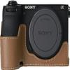 A6700 Case, PU Leather Camera Bag Bottom Opening Half Body Case Cover Shell for Sony Alpha A6700 with Shoulder Strap (Brown) view 1