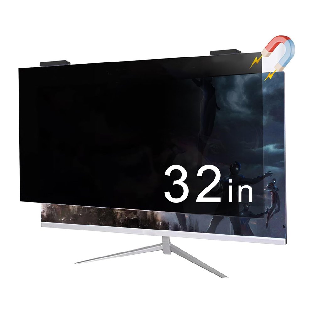 32 Inch Magnetic Computer Privacy Screen for 16:9 Widescreen Monitor - Anti-Blue Light Anti-UV Blue Light Blocking Removable Privacy Protector Shield,32in