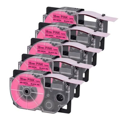 18mm 5PK Black On Fluro Pink Fluorescent Tapes Compatible with KL-60 KL-60SR KL-C500 KL-P350W Label Printers Fits AR-18FPK