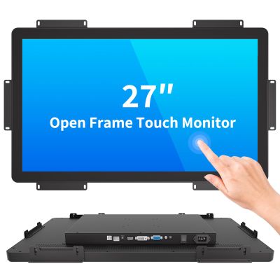 LMENGER 27 Inch Open Frame Touch Monitor, PCAP 10-Point Touch Industrial Touchscreen Monitor, with HDMI/VGA/DVI Interface, Active Matrix TFT LCD,LED Backlight, with VESA Mount