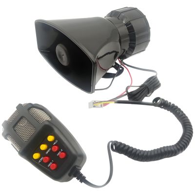 12V 100W Car Siren with Microphone Pa System, 7 Tones, Multi-Sound Alarm Speaker, Square Mouth, Universal Remote Control