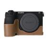 A6700 Case, PU Leather Camera Bag Bottom Opening Half Body Case Cover Shell for Sony Alpha A6700 with Hand Strap (Brown) view 2