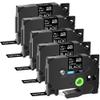 5 Pack White On Black Aze 335 Compatible Label Tape Laminated 12mm X 8m Works with Tze 335 for PTD410 PTD610 PTE300 Printers view 1