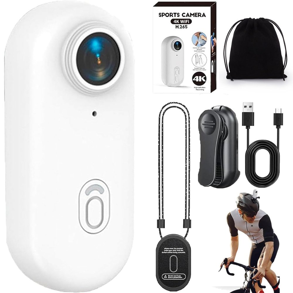 Gugliet 4K Waterproof POV Capture Pro, 128GB POV Pro, 2026 New Thumb Action Camera, Ultra Wide Angle Mini Body Camera, Wearable Video Recording for Vlogging, Cycling, Diving (White 1080p)