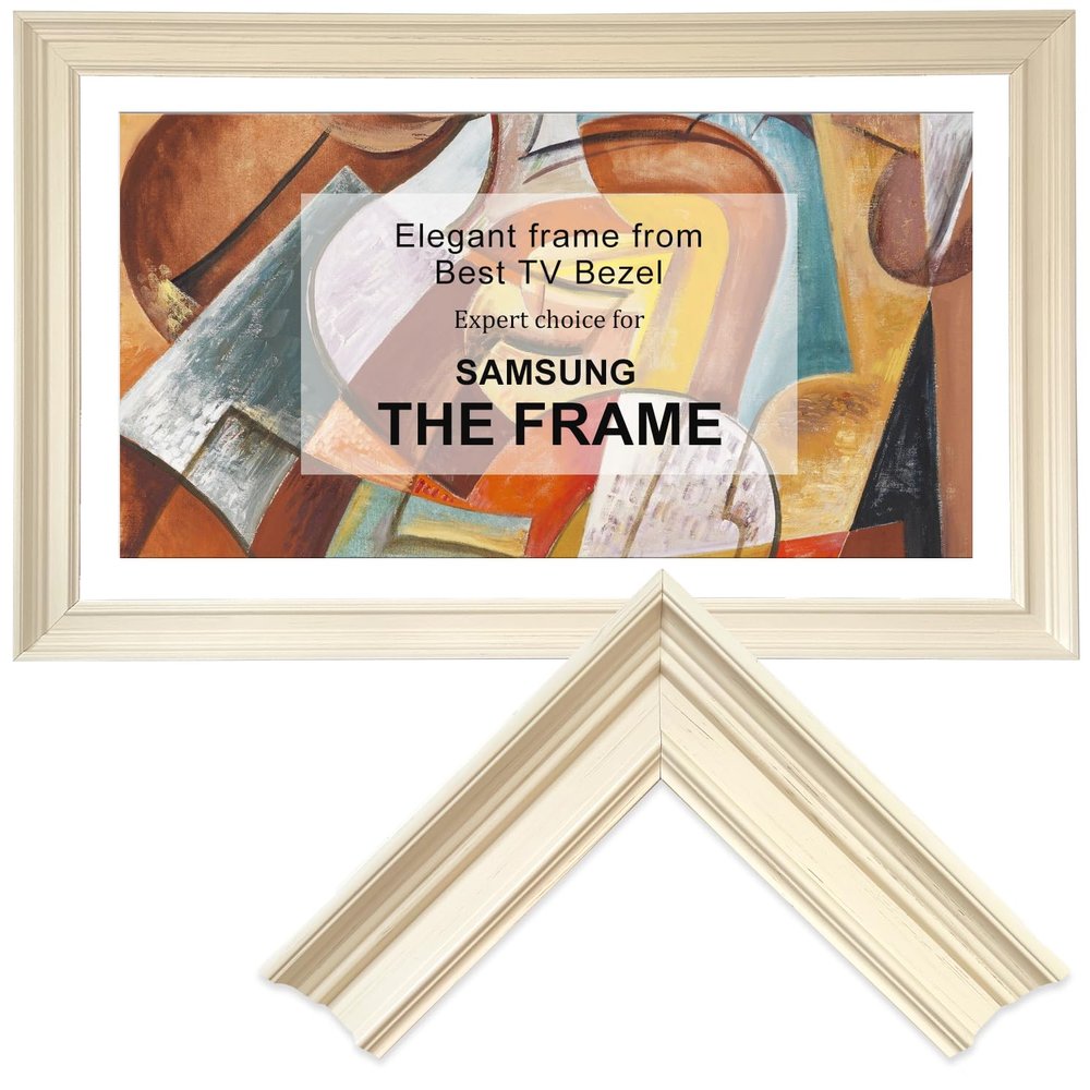 Stylespace Minimalist Line Ivory White 43" TV frame - Compatible ONLY with Samsung The Frame TV and Pro TVs (Fits 2021-2026 models, model codes:43LS05A/B/C/D/FA/FW)