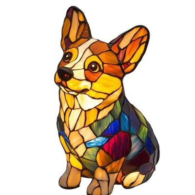 JHNGYJY Animal Series Art Night Light Pet Dog Themed LED Tabletop Lamp,Small Retro Resin Night Light,Vintage Home Decor for Bedroom and Fun Gift for Pet Lovers (Corgi B)
