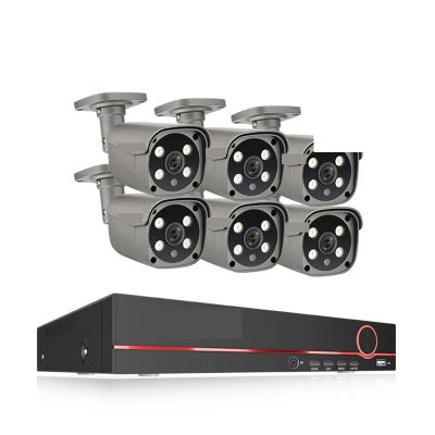 QDVOPHZA 8CH 5MP 8MP Security Camera System 4K HD POE IP Camera Kit Two Way Audio Face Detect Metal Outdoor Video Surveillance(4PCS,8CH 6Pcs 5MP Camera)