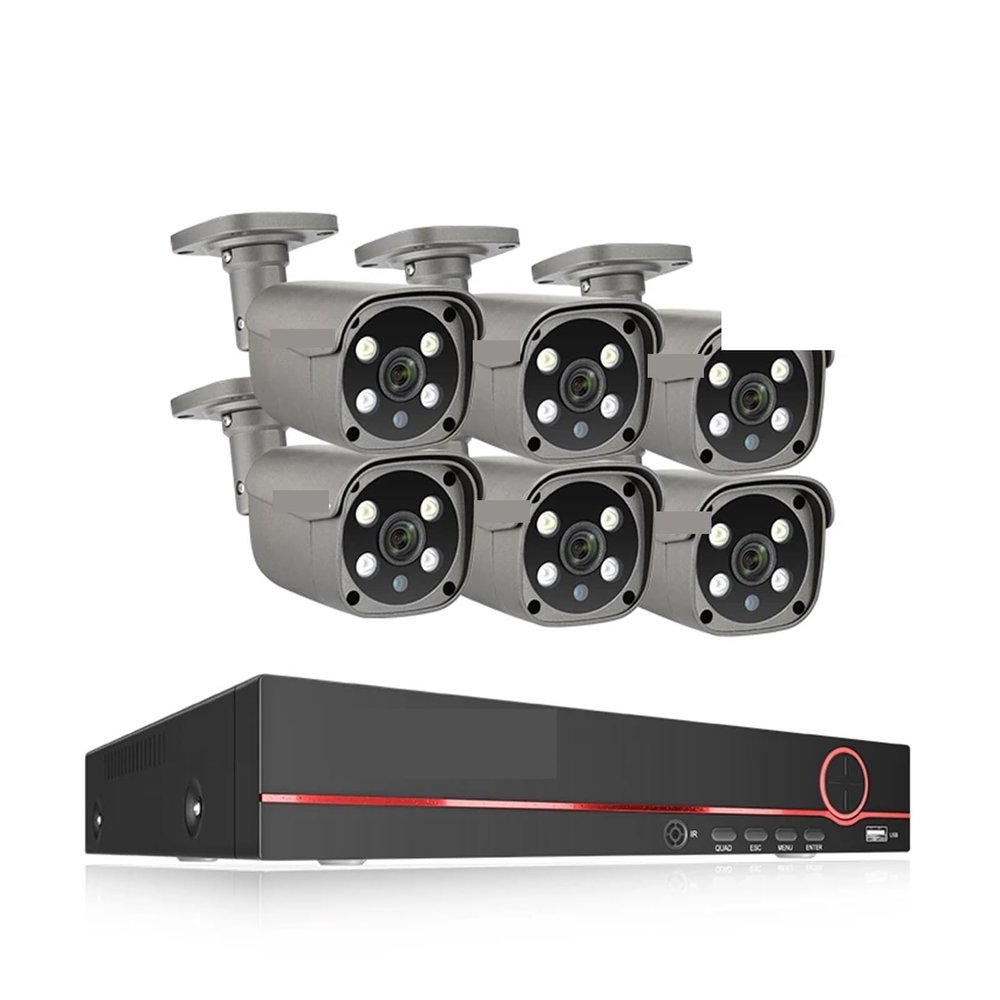 QDVOPHZA 8CH 5MP 8MP Security Camera System 4K HD POE IP Camera Kit Two Way Audio Face Detect Metal Outdoor Video Surveillance(4PCS,8CH 6Pcs 5MP Camera)