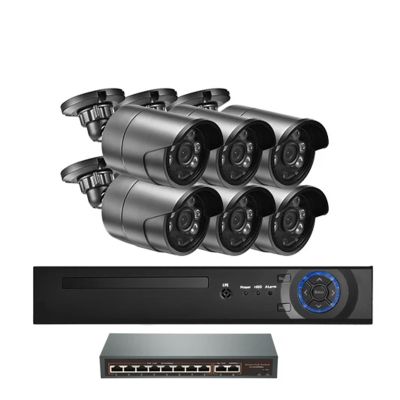 QDVOPHZA 4K POE Security Camera System 8MP NVR POE Switch Outdoor IP Camera Human Detect Record Stable Video Surveillance Set(1t,NVR and 6pcs Cam kit)