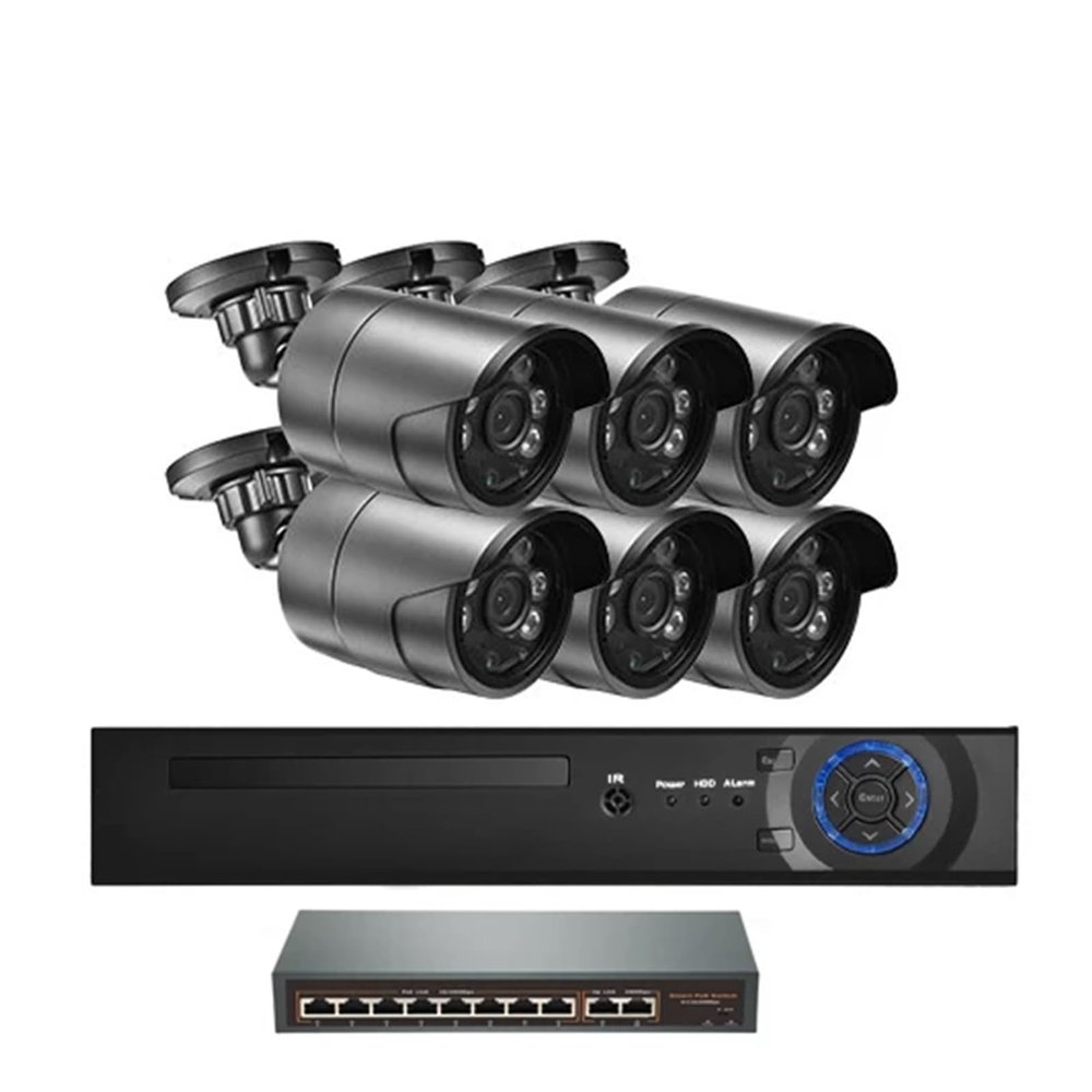 QDVOPHZA 4K POE Security Camera System 8MP NVR POE Switch Outdoor IP Camera Human Detect Record Stable Video Surveillance Set(1t,NVR and 6pcs Cam kit)