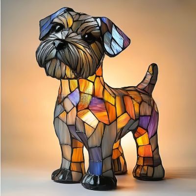 JHNGYJY Animal Series Art Night Light Pet Dog Themed LED Tabletop Lamp,Small Retro Resin Night Light,Vintage Home Decor for Bedroom and Fun Gift for Pet Lovers (Schnauzer)