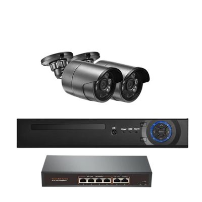 QDVOPHZA 4K POE Security Camera System 8MP NVR POE Switch Outdoor IP Camera Human Detect Record Stable Video Surveillance Set(4T,NVR and 2pcs Cam kit)