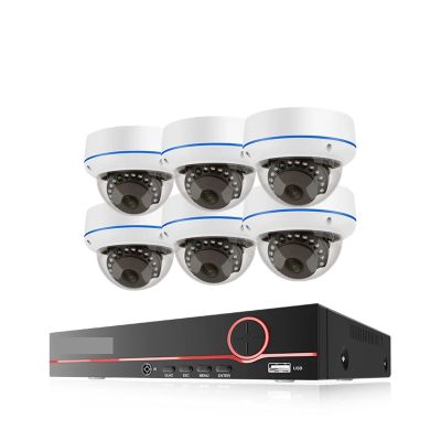 QDVOPHZA H.265 8CH 4MP 5MP Indoor Dome Video Surveillance Set Audio Record PoE NVR Kit CCTV System VandalProof Security IP Camera(4PCS,4MP NVR x 6 Cameras)