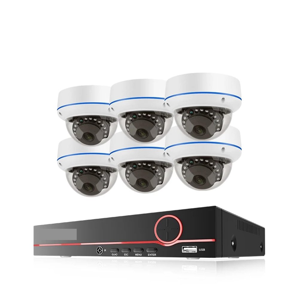 QDVOPHZA H.265 8CH 4MP 5MP Indoor Dome Video Surveillance Set Audio Record PoE NVR Kit CCTV System VandalProof Security IP Camera(4PCS,4MP NVR x 6 Cameras)