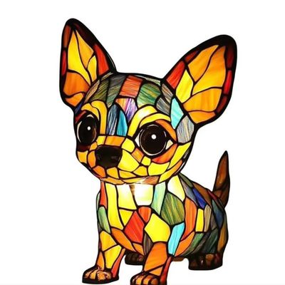 JHNGYJY Animal Series Art Night Light Pet Dog Themed LED Tabletop Lamp,Small Retro Resin Night Light,Vintage Home Decor for Bedroom and Fun Gift for Pet Lovers (Chihuahua A)