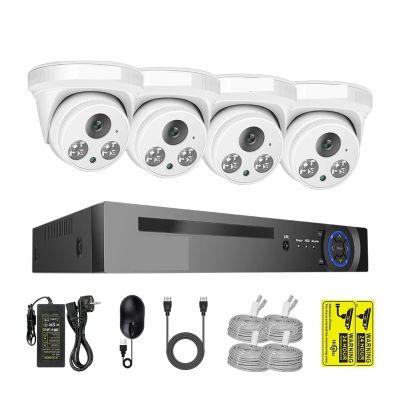 QDVOPHZA 3MP 5MP POE Dome CCTV Camera System Kit Surveillance Security External IP Camera Set Home Street Monitoring 8CH Video NVR(1t,4PCS 3MP Camera_NO Card)