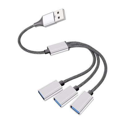 COOLHIYA USB Splitter Hub Silver USB Power Adapter for Laptop Compatible with Disk Keyboard Scanner Hard Drive Fast Data Transfer