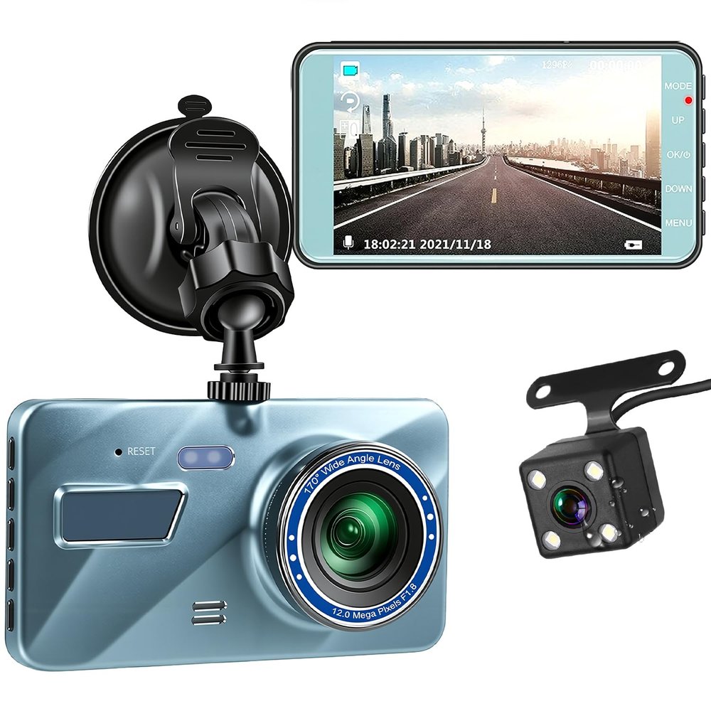 Dual Dash Cam Front and Rear Inside | 720P HD Car DVR Camera | Super Night Bright Light | 140 Wide Angle | 24/7 Parking Monitor with Motion Detection | Loop Recording