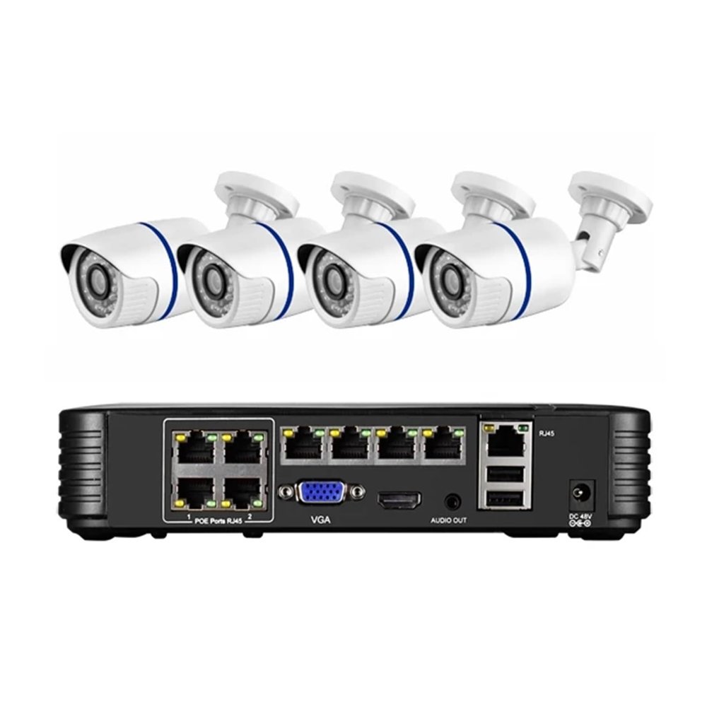 QDVOPHZA H.265+ 4K 8MP POE Ai Motion Detection 3.6mm IP Camera System P2P Audio Outdoor NVR CCTV Video Record Kit(4T,8CH NVR and 4 Camera)