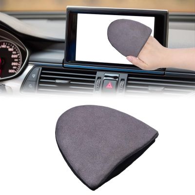 Car Touch Screen Cleaner Cloth, Semicircle Microfiber Car Screen Cleaner Cars Interior Cleaners Wipes Black Auto Screens Cleaning Pad for Vehicle Dashboard Cars Display Interior,4.13"4.05"