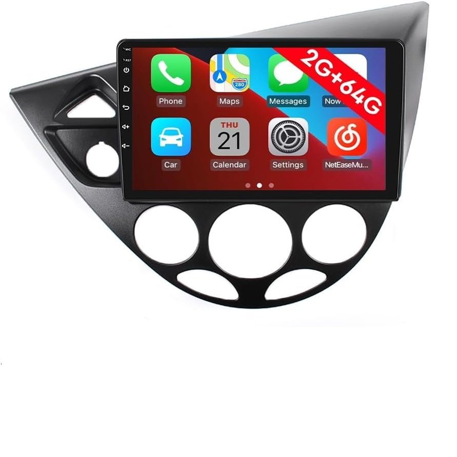 [2G 64G] Android Car Stereo FM Radio Carplay Android Auto 9" Touchscreen Headunit Media Player with Backup Camera for Ford Focus 1998 1999 2000 2001 2002 2003 2004 2005 LHD