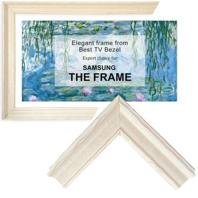 Stylespace Off-white with a Water Ripple Texture 85" TV frame - Compatible ONLY with Samsung The Frame TV and Pro TVs (Fits 2021-2026 models, model codes:85LS09A/B/C/D/FA/FW)