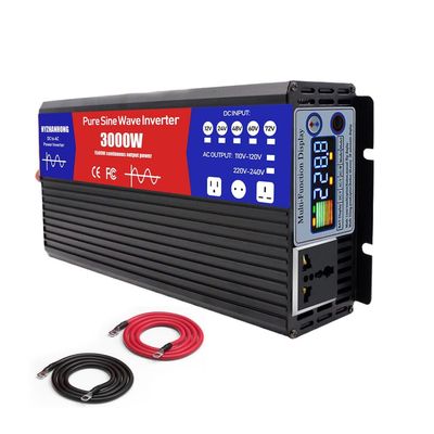 3000W Power Inverter 12V 24V 48V 60V 72V DC to 230V AC Converter Pure Sine Wave LCD Display for RV Truck Camping Off Grid Home Solar,72V to 230V,12v to 230v 60hz