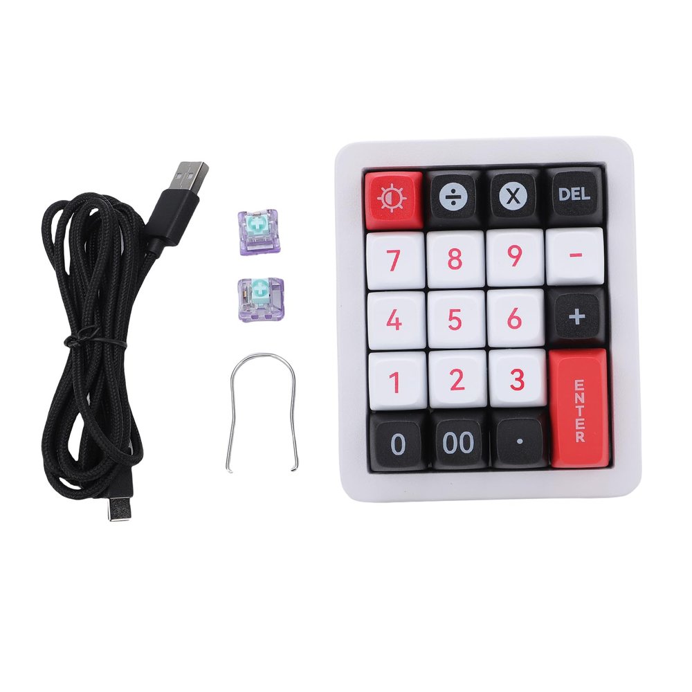 ciciglow Wired USB C Numeric Keypad, Macro Mechanical Numpad with RGB Backlight, Red Switch Hot Swappable 19 Keys Programmable Num Pad for Laptop PC Desktop (White)