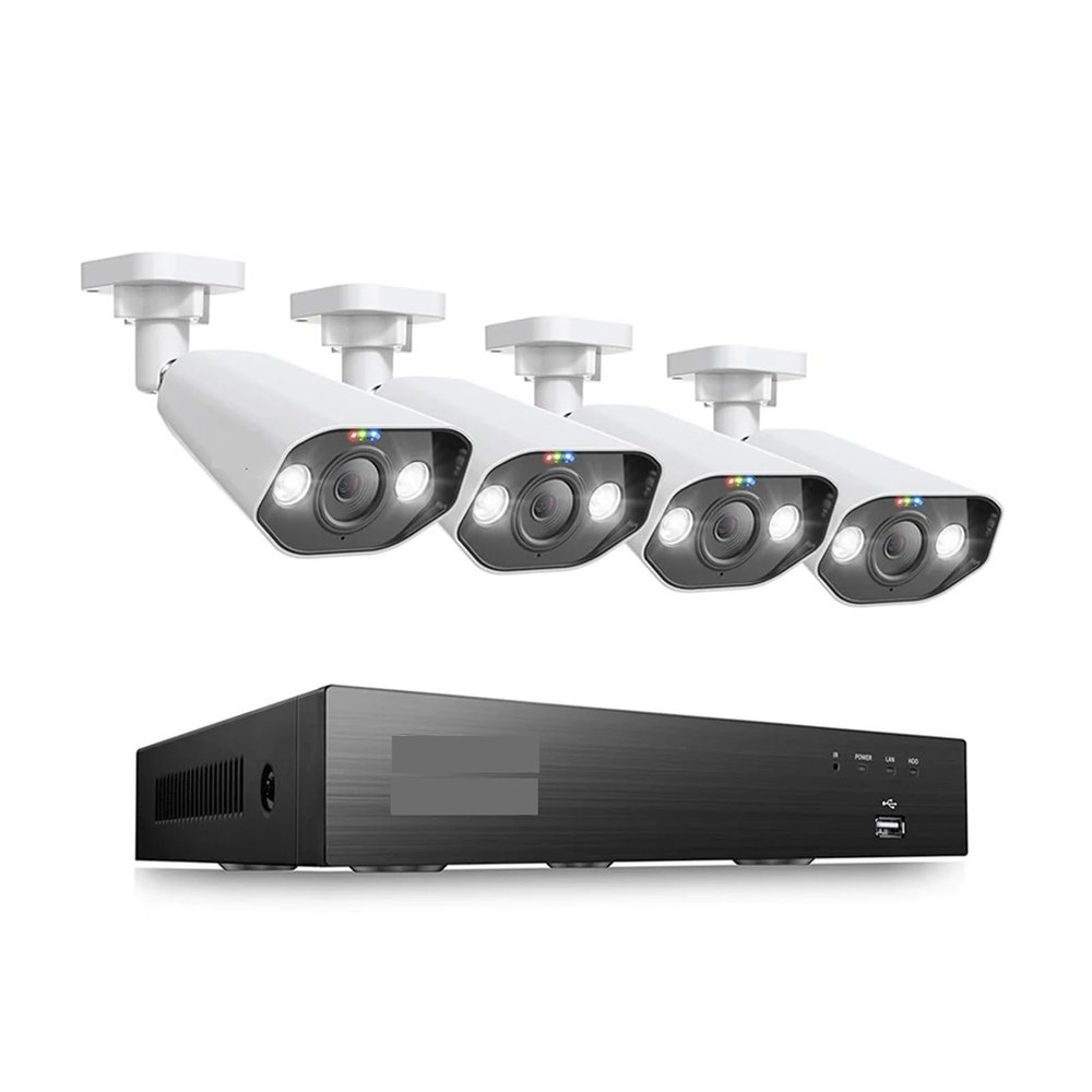 QDVOPHZA 8CH POE Video Surveillance Kit 4K 8MP 5MP Super HD Outdoor IP Cameras AI Starlight Night Vision CCTV Security Camera System(2T,4pcs 8MP Camera)
