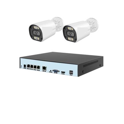 QDVOPHZA 4K 8MP POE Security Camera System 8CH P2P Video Surveillance Kit Audio Recording Ai Face Detection Color Night Vision(4PCS,4CH NVR 2 Cams 8MP)