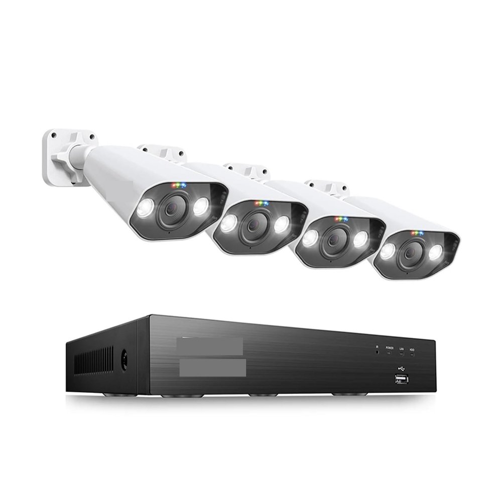 QDVOPHZA 8CH POE Video Surveillance Kit 4K 8MP 5MP Super HD Outdoor IP Cameras AI Starlight Night Vision CCTV Security Camera System(2T,4pcs 5MP Camera)