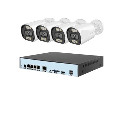 QDVOPHZA 4K 8MP POE Security Camera System 8CH P2P Video Surveillance Kit Audio Recording Ai Face Detection Color Night Vision(4PCS,4CH NVR 4 Cams 4MP)