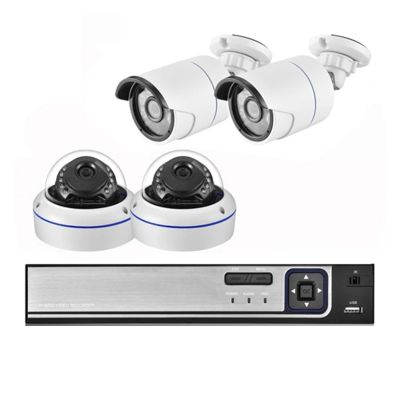 4K Ultra HD 8MP H.265 POE NVR Security System Kit Outdoor Indoor IP Camera P2P Audio Video Record CCTV Camera Set(2T,8CH NVR and 4 Camera)