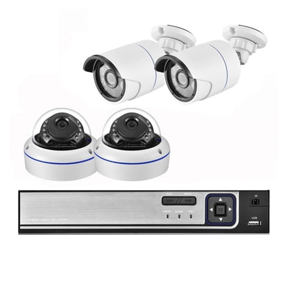 4K Ultra HD 8MP H.265 POE NVR Security System Kit Outdoor Indoor IP Camera P2P Audio Video Record CCTV Camera Set(2T,8CH NVR and 4 Camera)