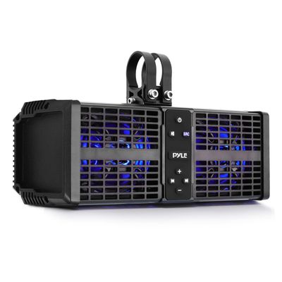 Pyle 11" ATV/UTV Sound Bar, Waterproof Bluetooth UTV Speakers with Built-in Class D Amplifier, 2-Way Speaker System, LED Lights, AUX Input, RCA Output Off-Road ATV Sound Bar UTV Sound System