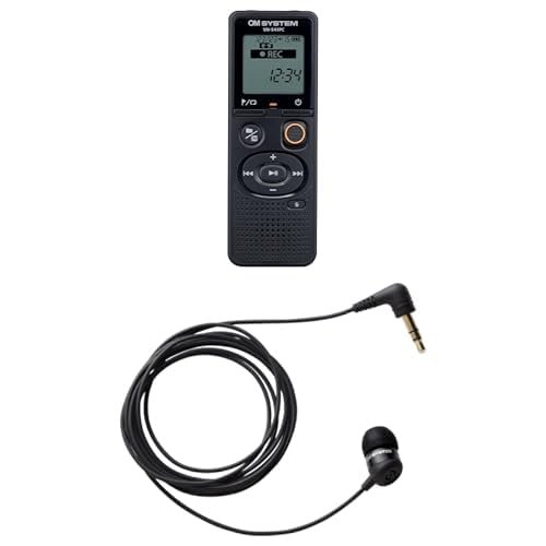 Bundle of OM SYSTEM VN-541PC Digital Voice Recorder with one-Touch Recording, Noise-Cancellation Function, 4GB Memory, Includes a Micro-USB Cable. + OM SYSTEM TP-8 Telephone Pick-up Microphone