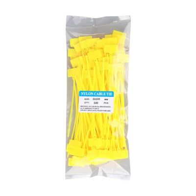 100Pcs Colorful Nylon Cable Ties Plastic Label Strapping Tape Easy Mark Tag Labels Self-Locking Zip Mesh Wire Marker Tools for Power,Computer Room(Yellow)