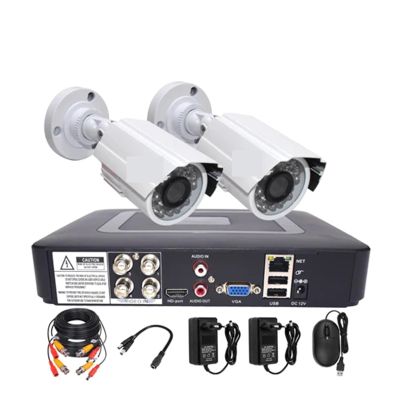 QDVOPHZA 1080P 720P Security Camera System DVR Kit Video Surveillance Set 2MP/1MP Metal 2PCS Camera 4CH DVR Waterproof Night Vision CCTV(720P Camera,UK Plug)