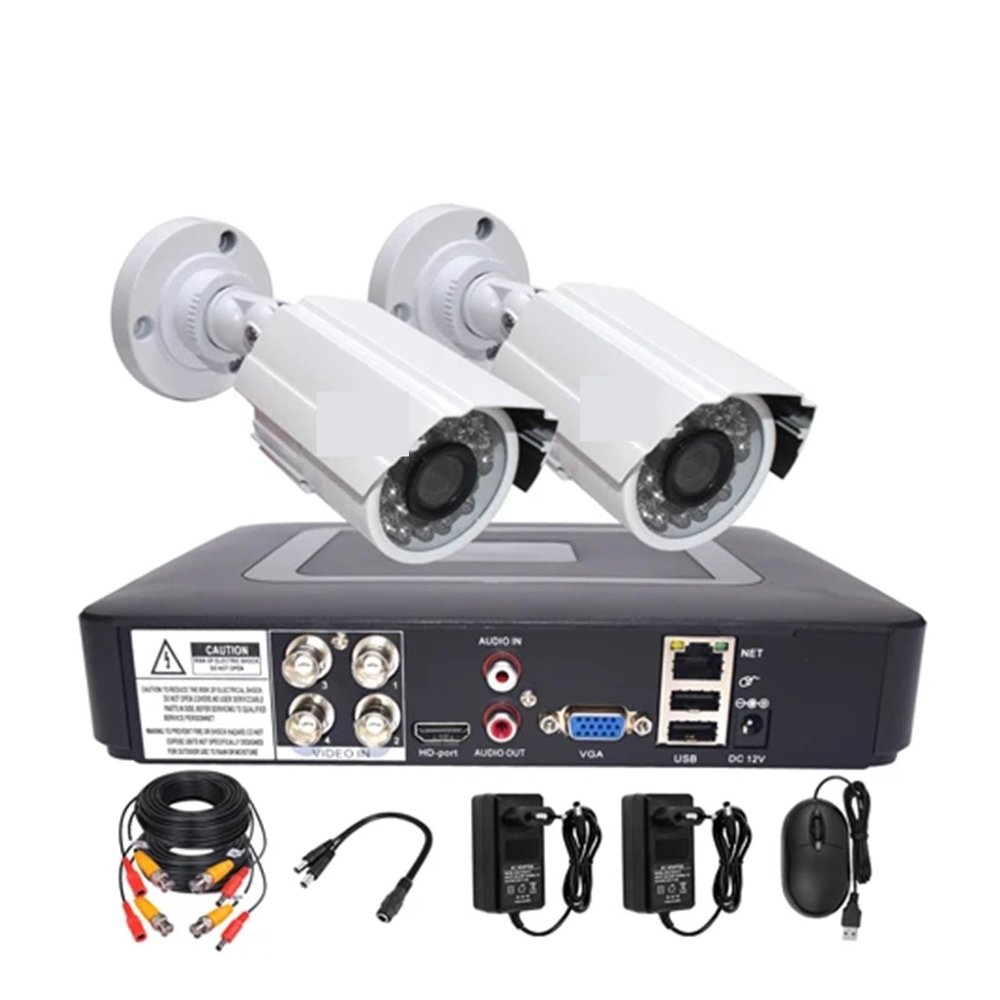 QDVOPHZA 1080P 720P Security Camera System DVR Kit Video Surveillance Set 2MP/1MP Metal 2PCS Camera 4CH DVR Waterproof Night Vision CCTV(720P Camera,UK Plug)