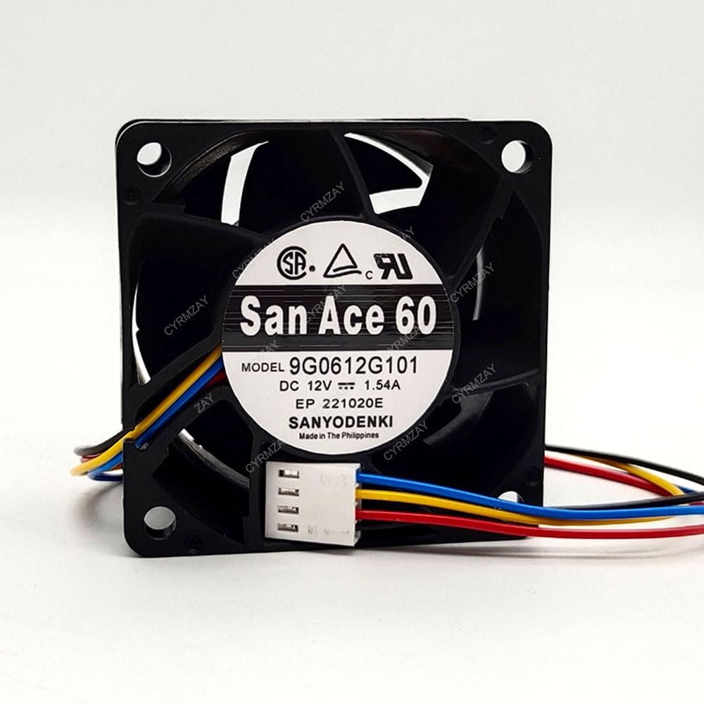 12V 1.54A 6038 4-Wire Fan Compatible with San Ace 60 9G0612G101 - Efficient 6cm Replacement Fan for Electronics Shrandi