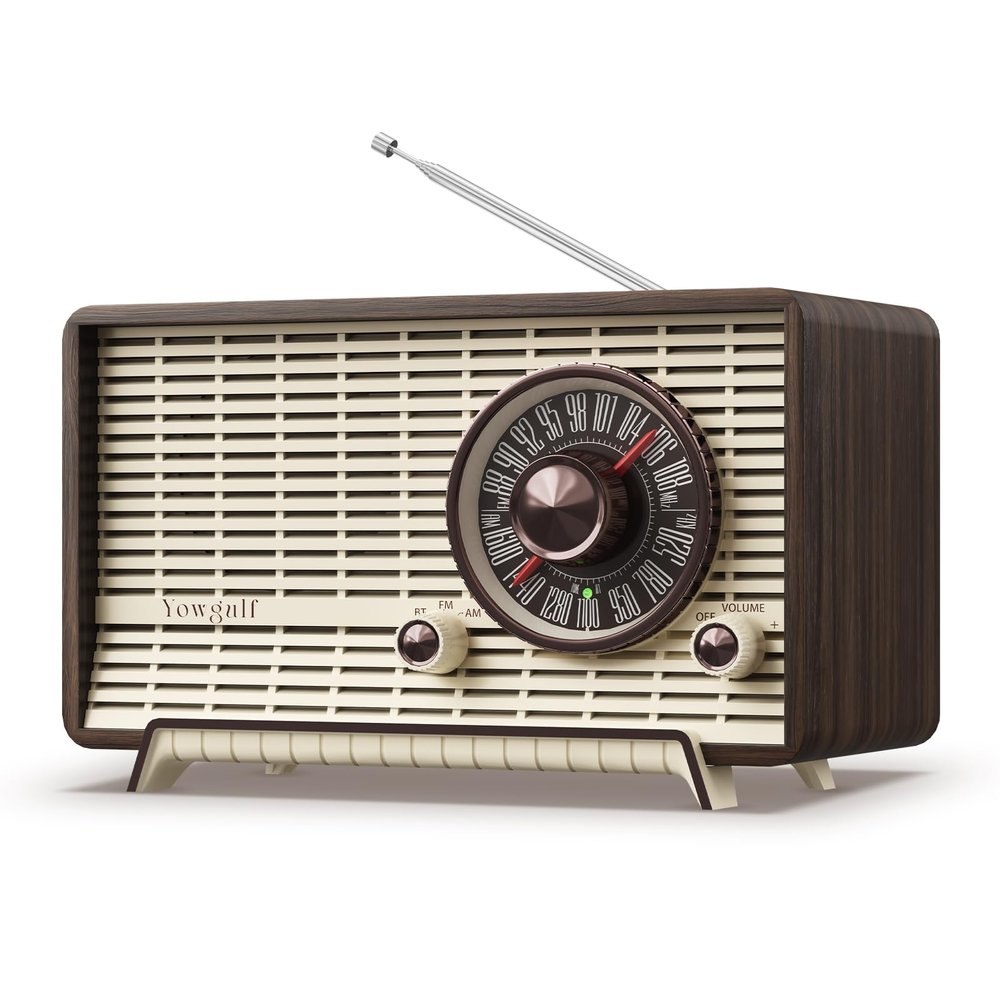 YOWGUIF AM FM Radio Classic Retro Wood Table Radio Bluetooth Speakers Radios Plug-in Wall with Rotary Knob Great for Home, Office