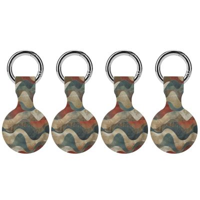 Compatible with Air Tag Keychain Holder,Earth Tones and Wavesprinted for AirTag GPS Item Finders Accessories 4Pack