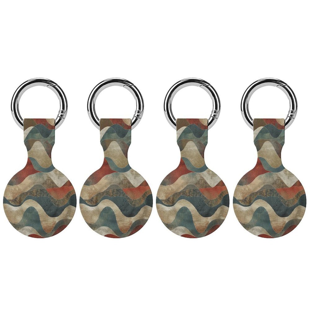 Compatible with Air Tag Keychain Holder,Earth Tones and Wavesprinted for AirTag GPS Item Finders Accessories 4Pack