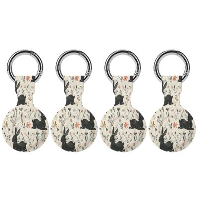 Compatible with Air Tag Keychain Holder,Rabbit Outline Patternprinted for AirTag GPS Item Finders Accessories 4Pack