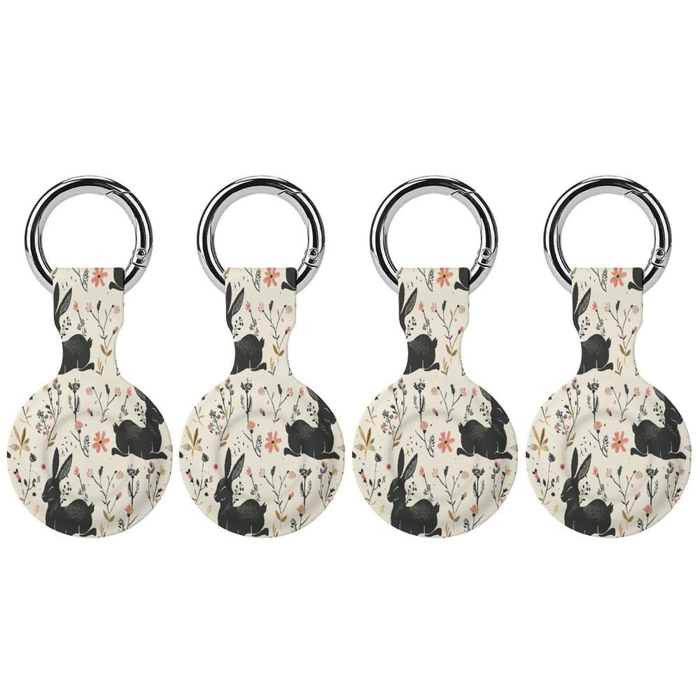 Compatible with Air Tag Keychain Holder,Rabbit Outline Patternprinted for AirTag GPS Item Finders Accessories 4Pack