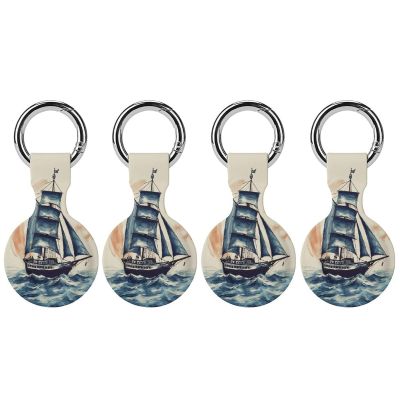 Compatible with Air Tag Keychain Holder,Nautical Sailboatprinted for AirTag GPS Item Finders Accessories 4Pack